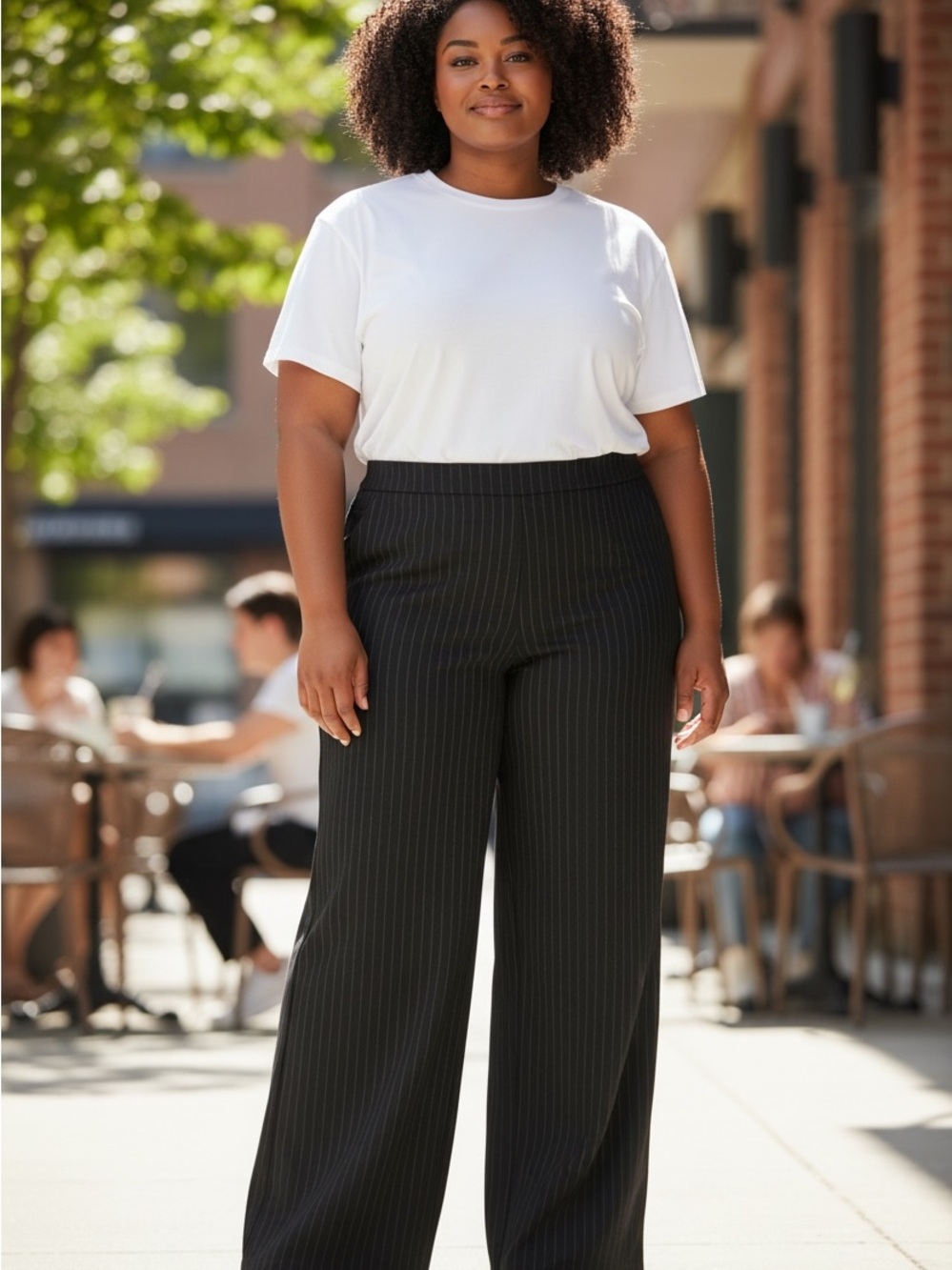 Quiet 90’s Minimalist H&M Black Pinstripe Wide-Leg Trousers